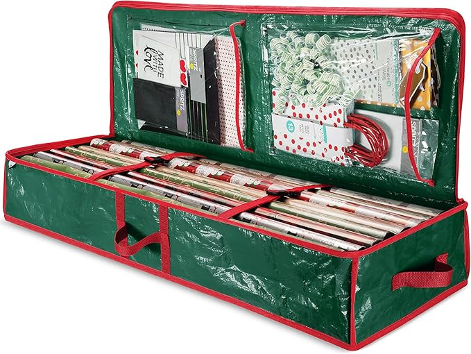 ZOBER Wrapping Paper Organizer Storage - 40 Inch Gift Wrapping Paper Storage W/Interior Pockets -... | Amazon (US)