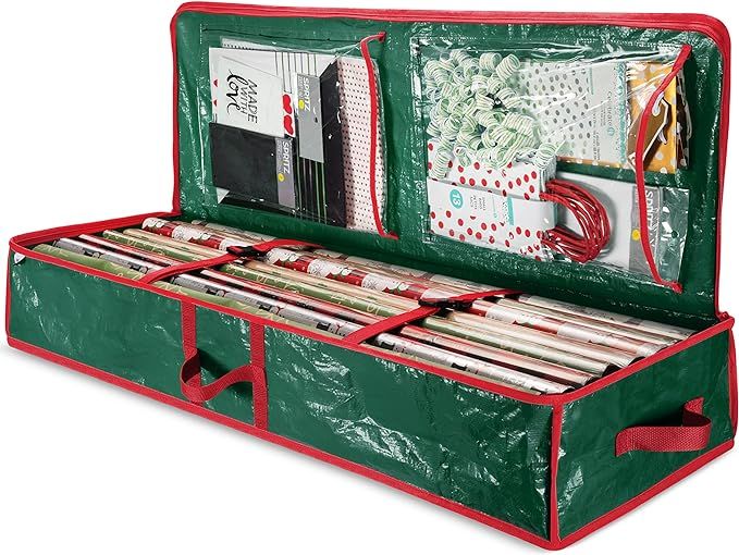 ZOBER Wrapping Paper Storage Containers - 40 Inch Gift Wrapping Organizer Storage W/Interior Pock... | Amazon (US)