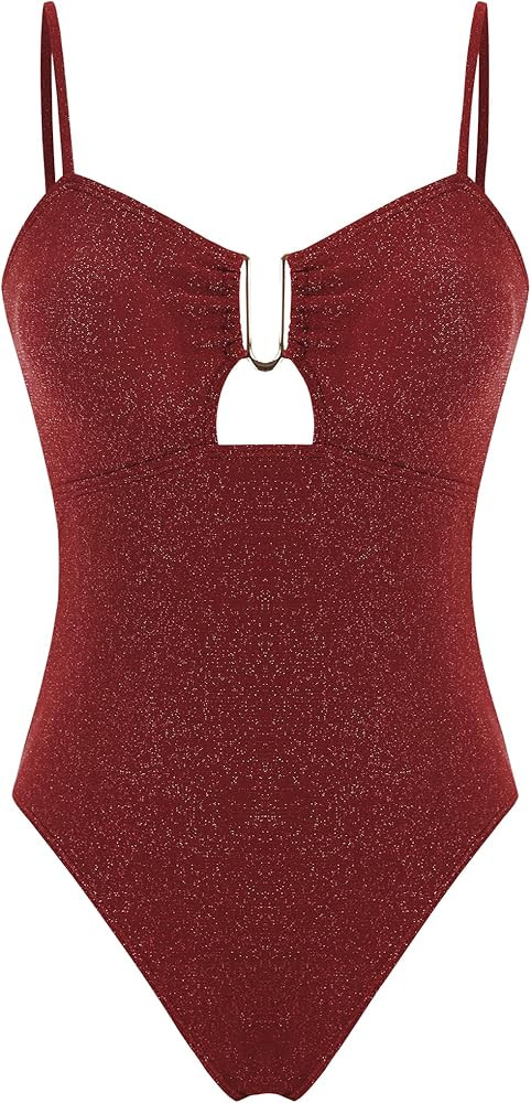 ZAFUL Women's One Piece Swimsuit Ribbed Open Back Bathing Suit Tummy Control Scoop Neck Adjustabl... | Amazon (US)