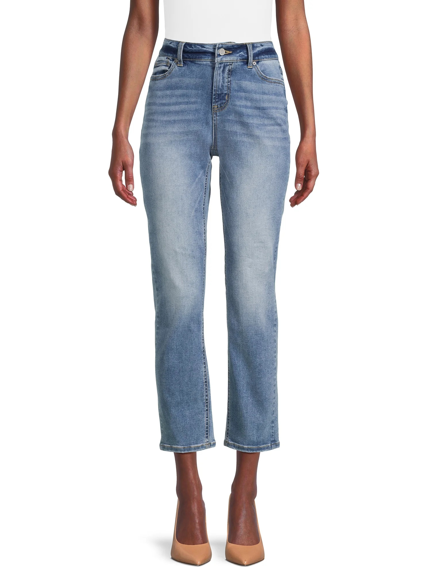 Time and Tru Women's Mid Rise Straight Leg Jeans, 29" Inseam | Walmart (US)