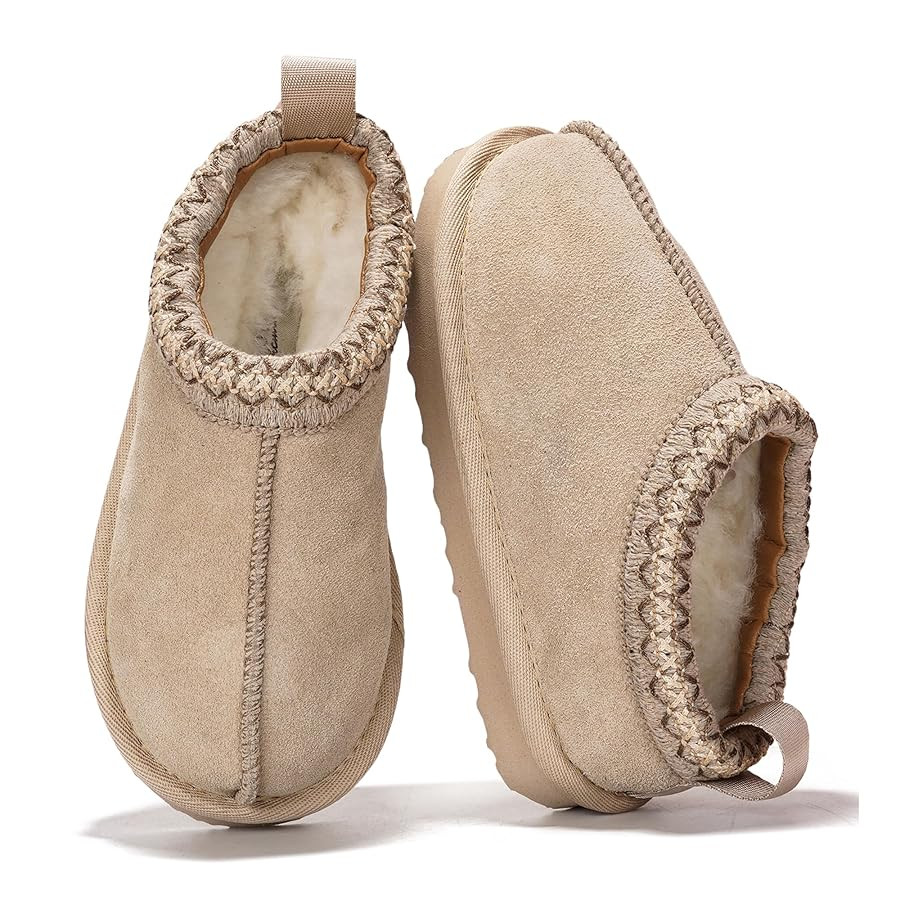 Project Cloud Genuine Leather & Australian Shearling Slippers for Kids - Memory Foam Fuzzy & Non-... | Amazon (US)
