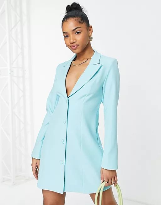 Saint Genies strappy back blazer dress in blue | ASOS (Global)