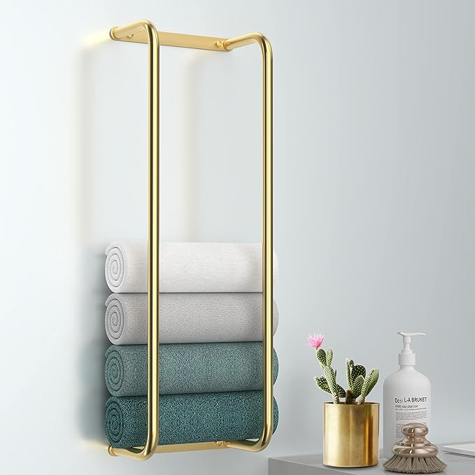 Towel Rack for Bathroom Wall Mounted, Bathroom Towel Storage, Rolled Bath Towel Holder, Small Spa... | Amazon (US)