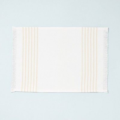 Engineered Tick Stripe Two Tone Placemat Gold - Hearth & Hand™ with Magnolia | Target