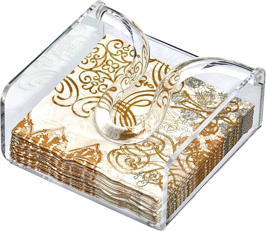 Amazing Abby Acrylic Cocktail Napkin Holder (5.0"x5.0"), Clear Plastic Napkin Dispenser with Weig... | Amazon (US)