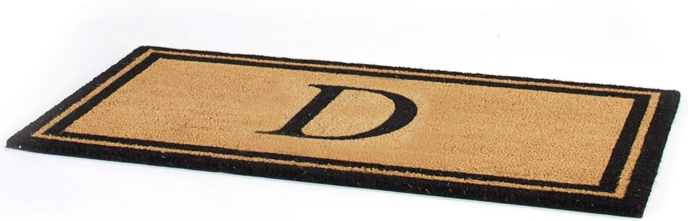 The Lakeside Collection Bordered Monogram Estate Coir Door Mat - Black and Gold D | Amazon (US)