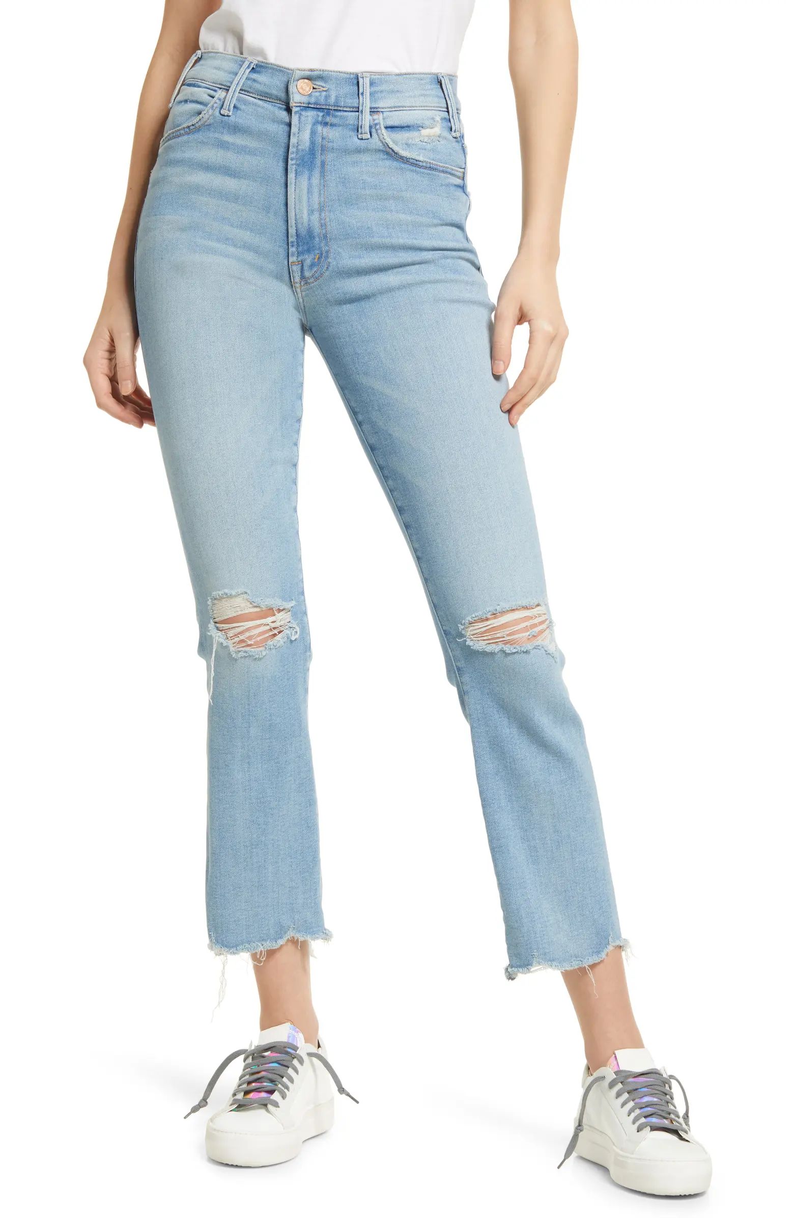 The Hustler High Waist Chewed Ankle Jeans | Nordstrom
