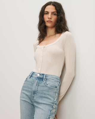 Veronica Beard Hyland Button-Down T-Shirt Ecru | Veronica Beard