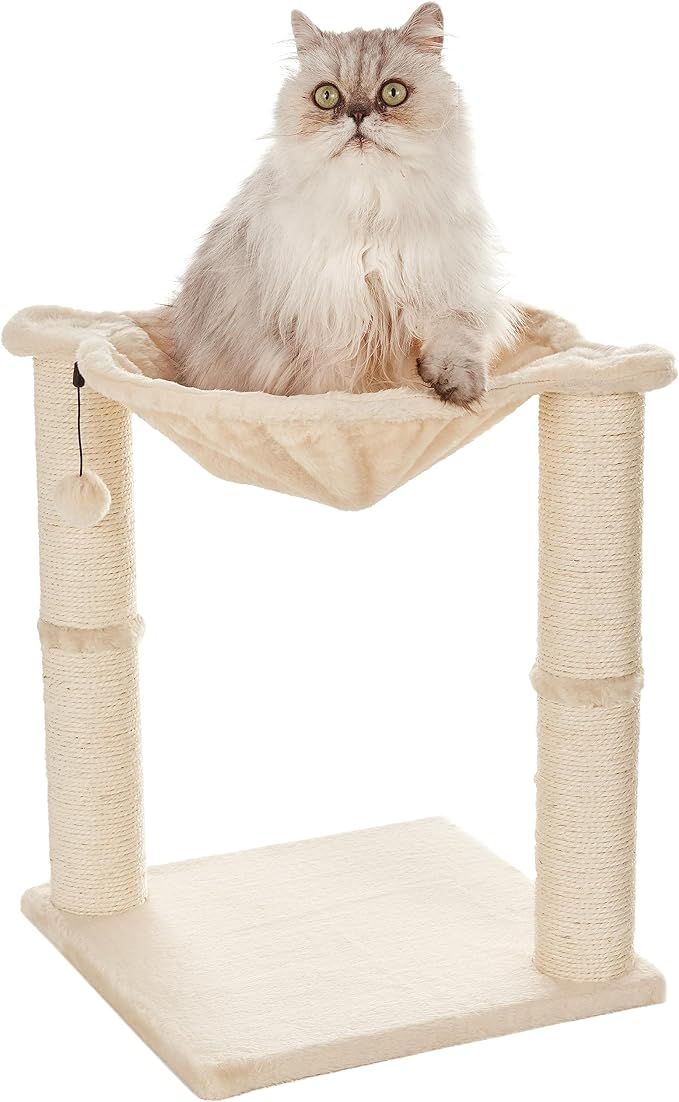Amazon Basics Cat Tower with Hammock and Scratching Posts for Indoor Cats, 15.8 x 15.8 x 19.7 Inc... | Amazon (US)