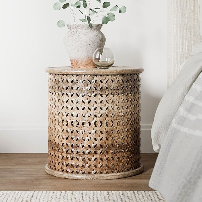 Carved Wood Side Table (20") | West Elm (US)