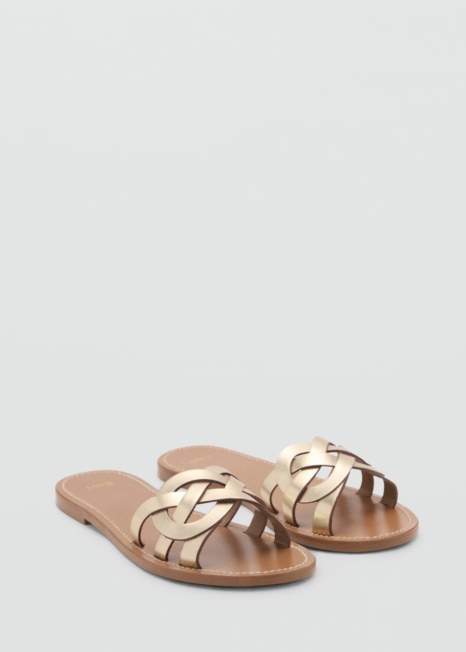 Leather sandals with intertwined strap - Women | MANGO United Kingdom | MANGO (UK)