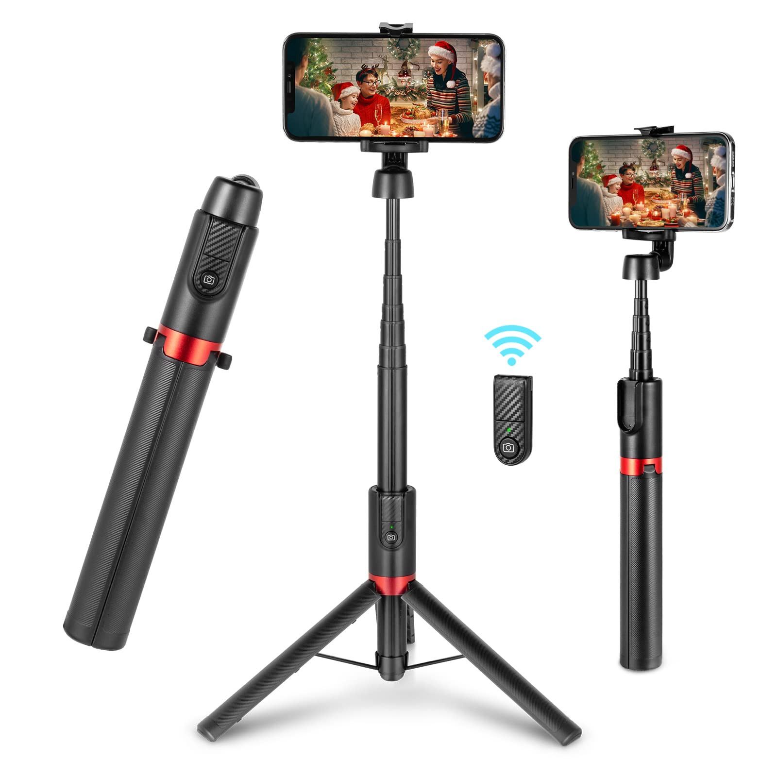 simorr Selfie Stick Tripod with Bluetooth Remote 130 cm Extendable Travel Lightweight Tripod Stand f | Amazon (US)