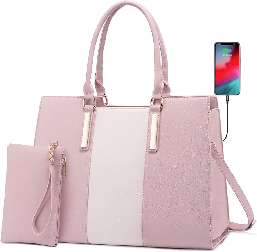 Amazon.com: LOVEVOOK Laptop Bag for Women, Large Computer Tote Bag Handbag Shoulder Bag With Clut... | Amazon (US)