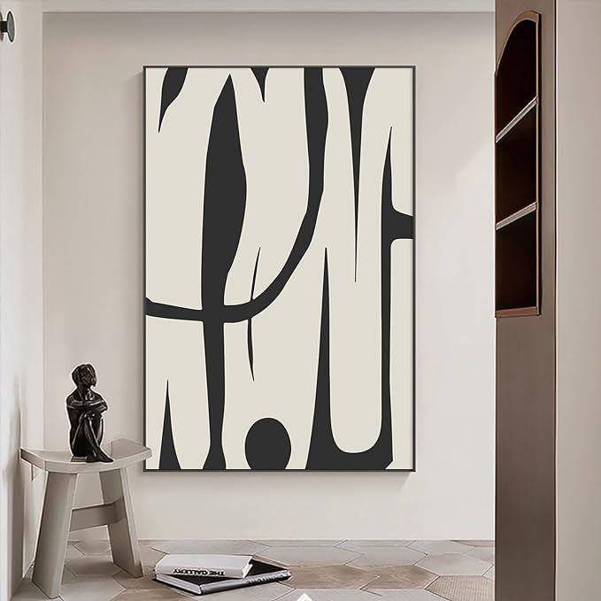 Black and White Abstract Line Art Canvas Print Painting Modern Wall Line Abstract Black Line Wall... | Amazon (US)