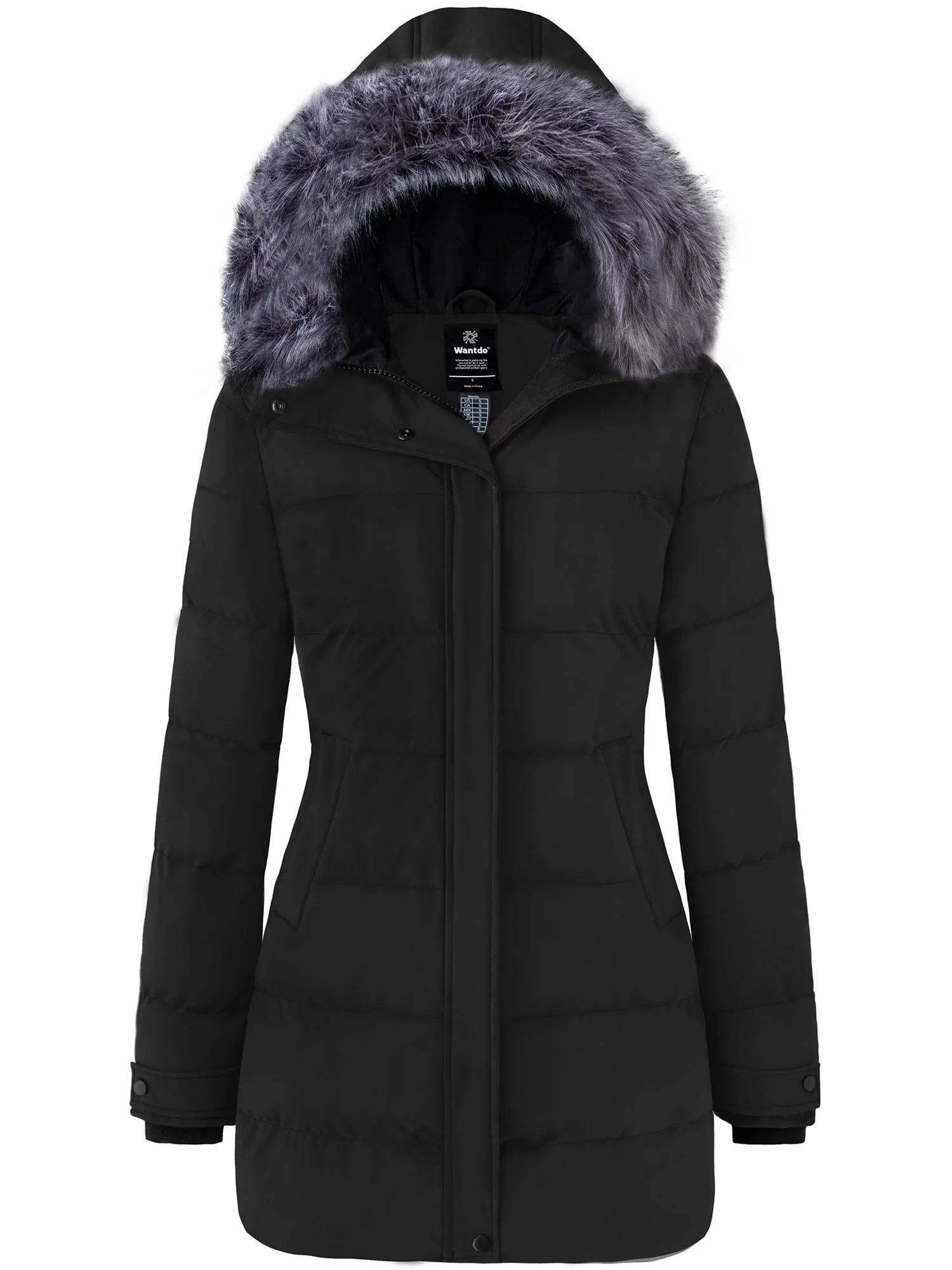 Wantdo Women's Winter Jacket Warm Puffer Coat Insulated Winter Coat Black M | Walmart (US)