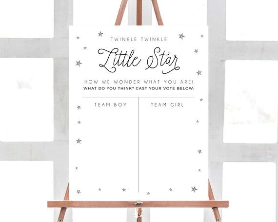 Little Star Gender Reveal Voting Sign Template, Twinkle Twinkle Little Star Voting Chart Printabl... | Etsy (US)