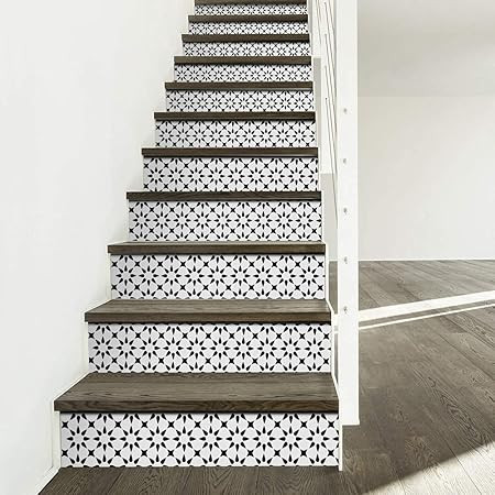 funlife 14 PCS Self Adhesive Stair Stickers, Peel and Stick Vinyl Stair Risers Staircase Murals D... | Amazon (US)
