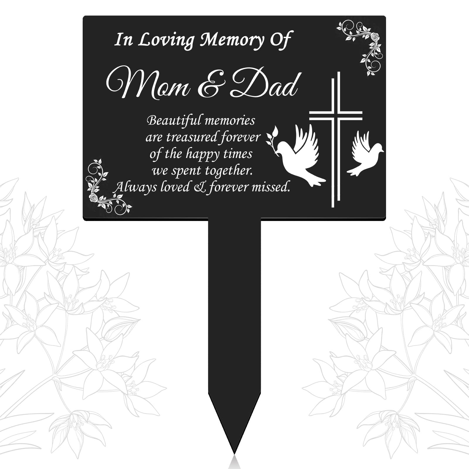 Cross Grave Markers Memorial Remembrance Plaque Stake Waterproof Acrylic Marker for Cemetery Reli... | Amazon (US)