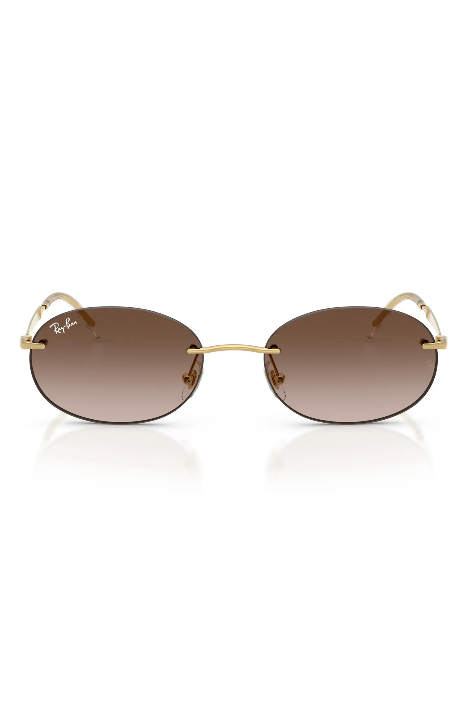 54mm Gradient Rimless Oval Sunglasses | Nordstrom