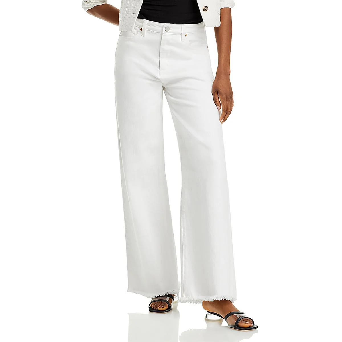 Womens High-Rise Raw Hem Wide Leg Jeans | Shop Simon