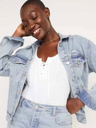 Classic Ripped Light-Wash Jean Jacket for Women | Old Navy (CA)