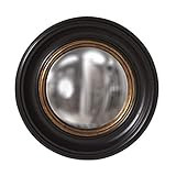 Howard Elliott Albert Round Hanging Convex Accent Wall Mirror, Black Lacquer/Gold Leaf Inset, for Be | Amazon (US)
