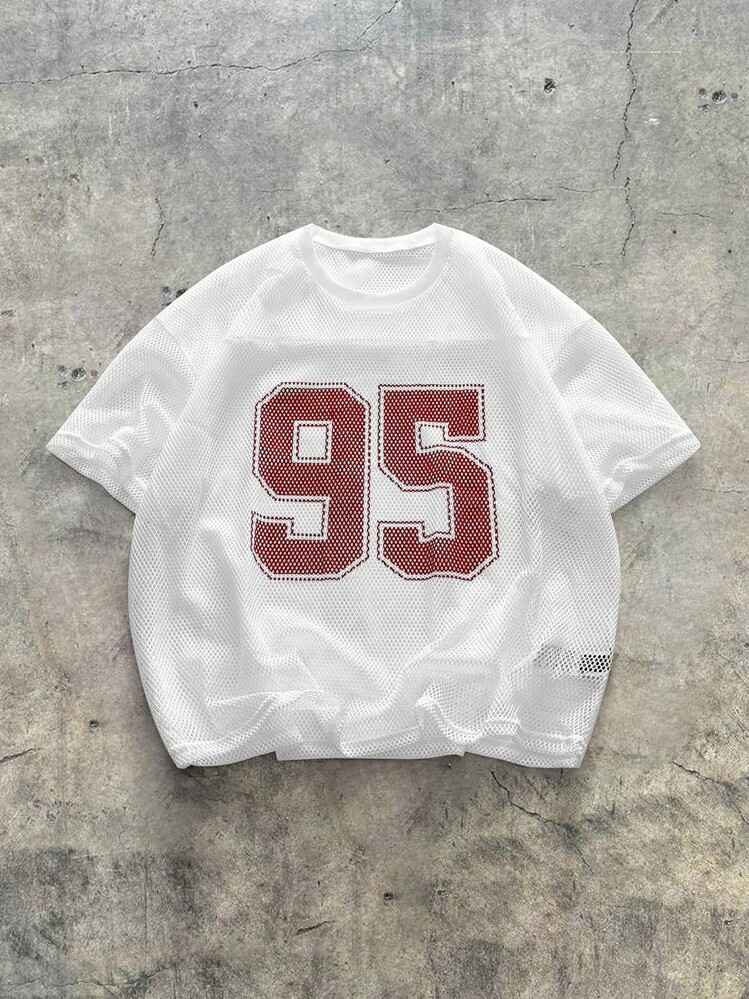 AXEPEAK Men Loose Fit Mesh Short Sleeve Jersey T-Shirt, Boyfriend Gift, For Going Out, Summer, School, Streetwear Edition | SHEIN