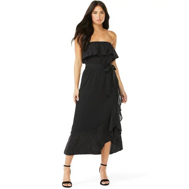 Sofia Jeans by Sofia Vergara Women's Strapless Maxi Dress with Eyelet Hem | Walmart (US)