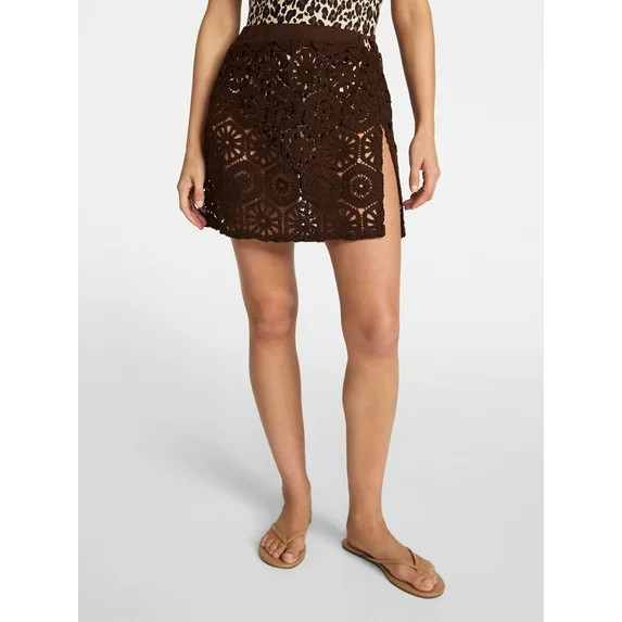 Time and Tru Women's and Women's Plus Size Palm Crochet Coverup Skirt, Sizes XS-3X | Walmart (US)