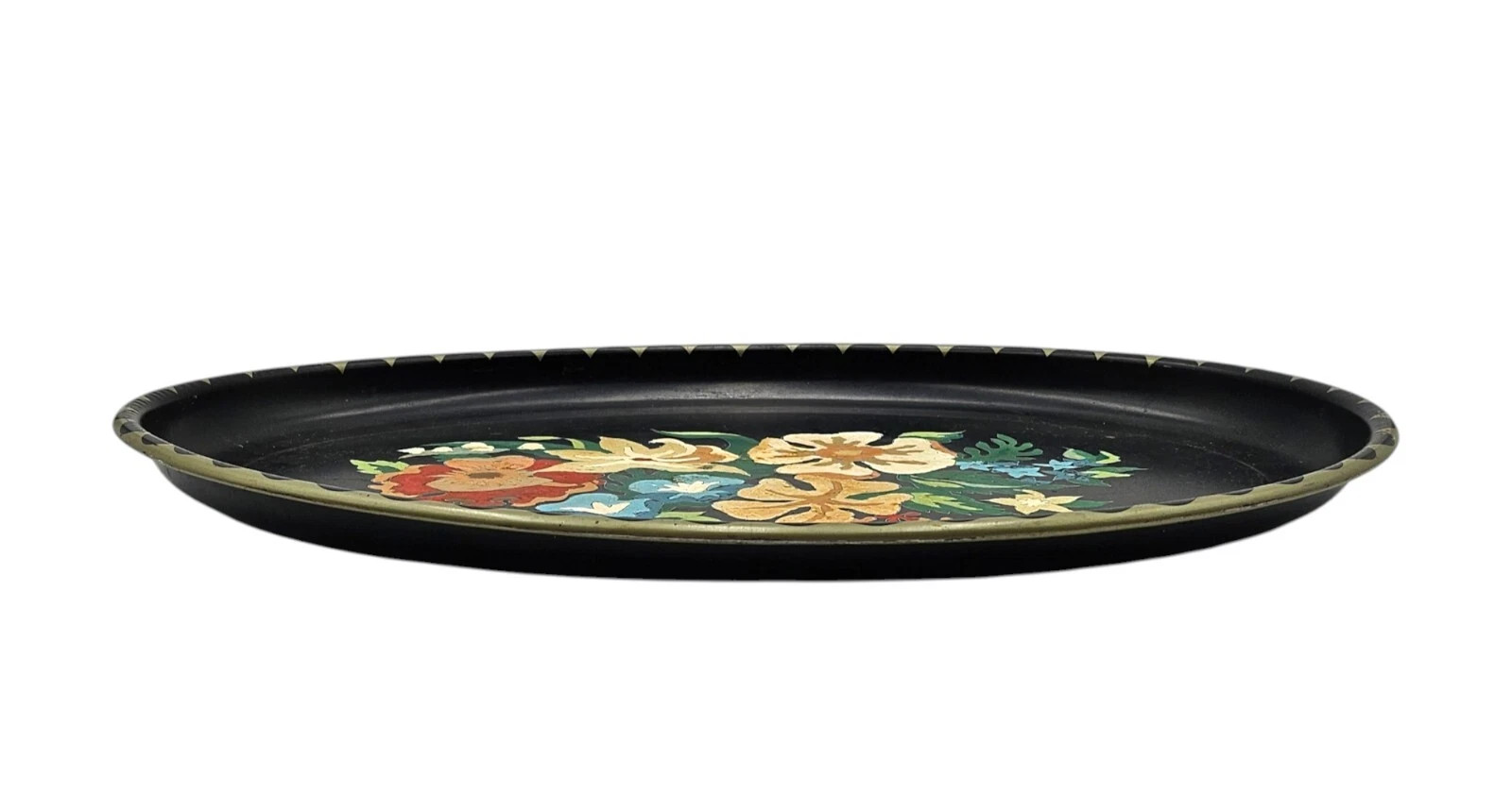 Vintage Hand Painted Floral Wild Flowers Metal Oval Platter Tray 16 Inches BOHO | eBay US