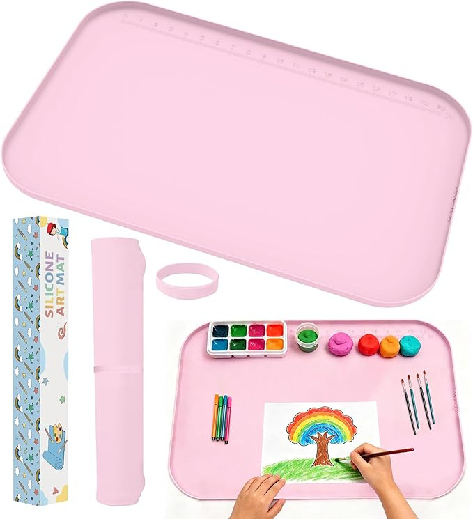 24"x16" Silicone Mats for Crafts with 0.7" High Edges, Large Leak-Proof Art Mat for Playdoh, Resi... | Amazon (US)