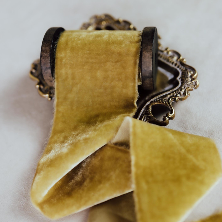 Silk Velvet Ribbon Golden 2"" Wide Ribbons | Minted