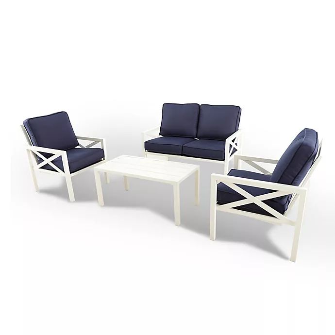 W Home™ Stonington 4-Piece Metal Cushioned Chat Set in White | Bed Bath & Beyond