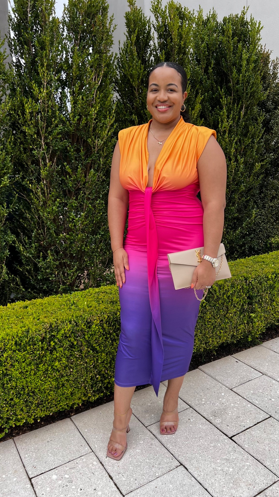 Midi dress, SHEIN dress, colorful dress, nude heels, luxury bag 

#LTKShoeCrush #LTKMidsize #LTKStyleTip