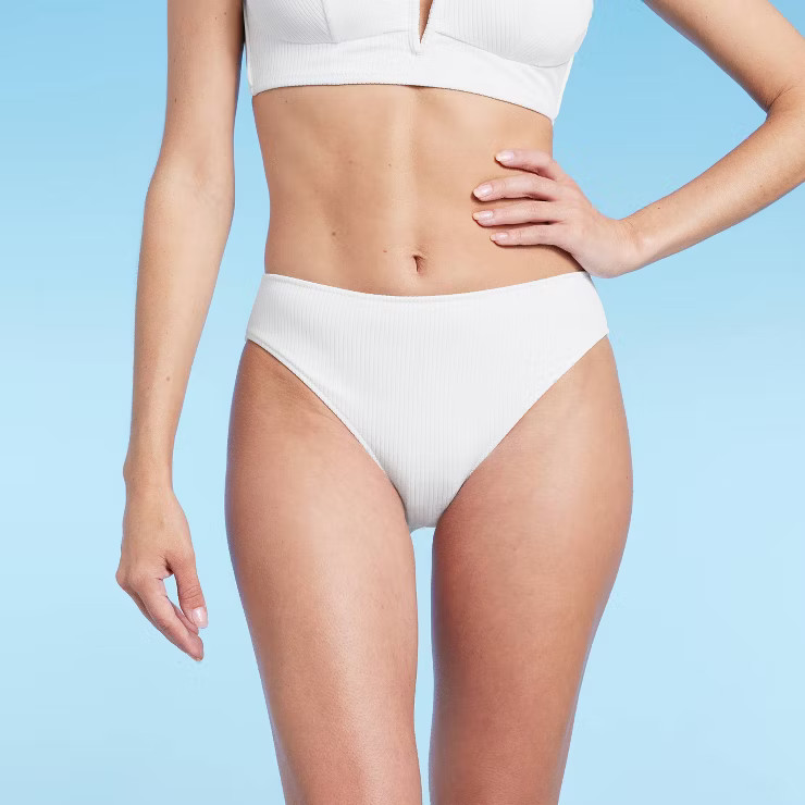 Women's Ribbed Mid-Rise Hipster Bikini Bottom - Shade & Shore™ | Target