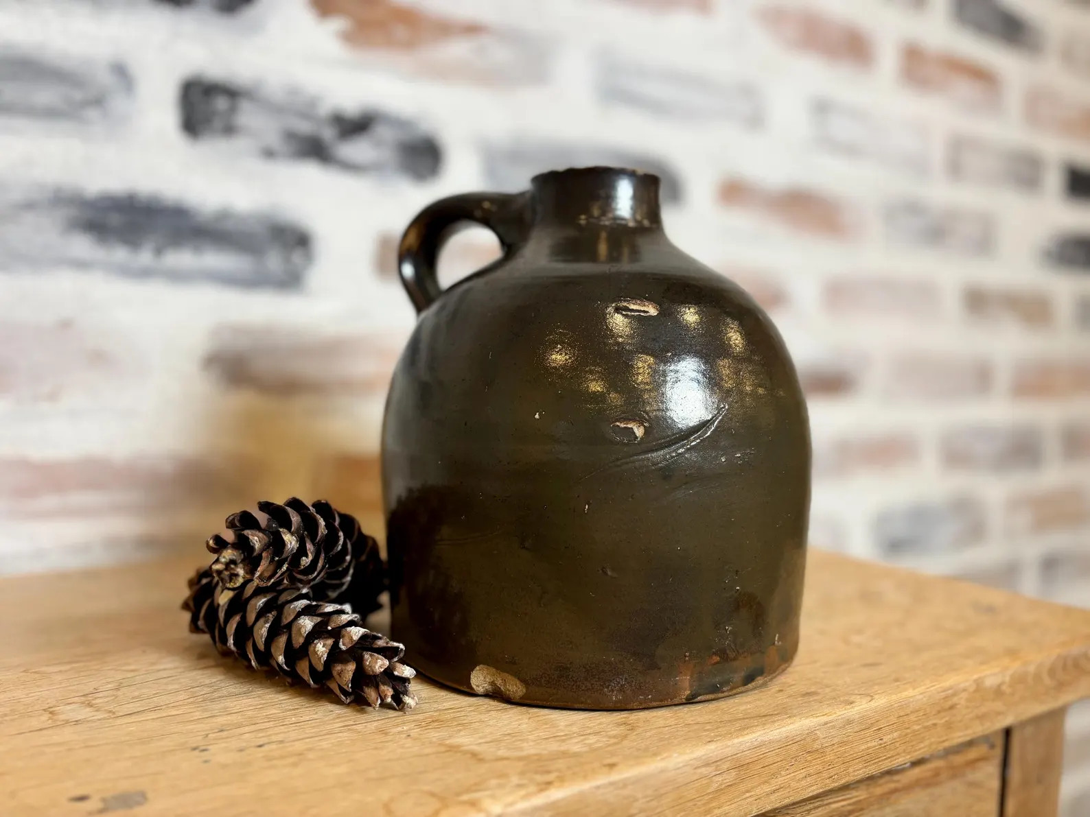 Antique Brown Salt Glazed Stoneware Crock Jug - Rustic Farmhouse - Etsy Canada | Etsy (US)