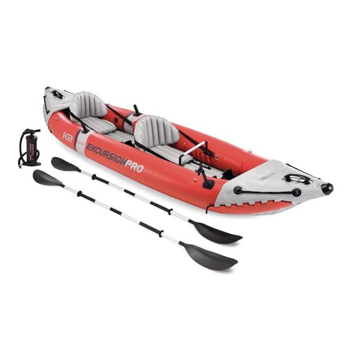 INTEX 68309EP Excursion Pro K2 Inflatable Kayak Set: Includes Deluxe 86in Kayak Paddles and High-Output Pump – SuperTough PVC – Adjustable Bucket Seat – 2-Person – 400lb Weight Capacity | Amazon (US)