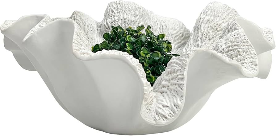 Large Decorative Bowl, White Coral Decorative Bowls for Home Decor, Modern Decor Fruit Bowl for K... | Amazon (US)