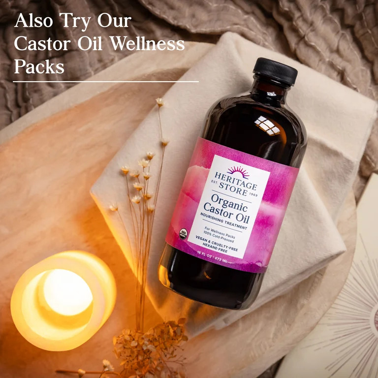 Heritage Store Organic Castor Oil, Cold Pressed | Rich Hydration for Hair & Skin, Bold Lashes & B... | Walmart (US)