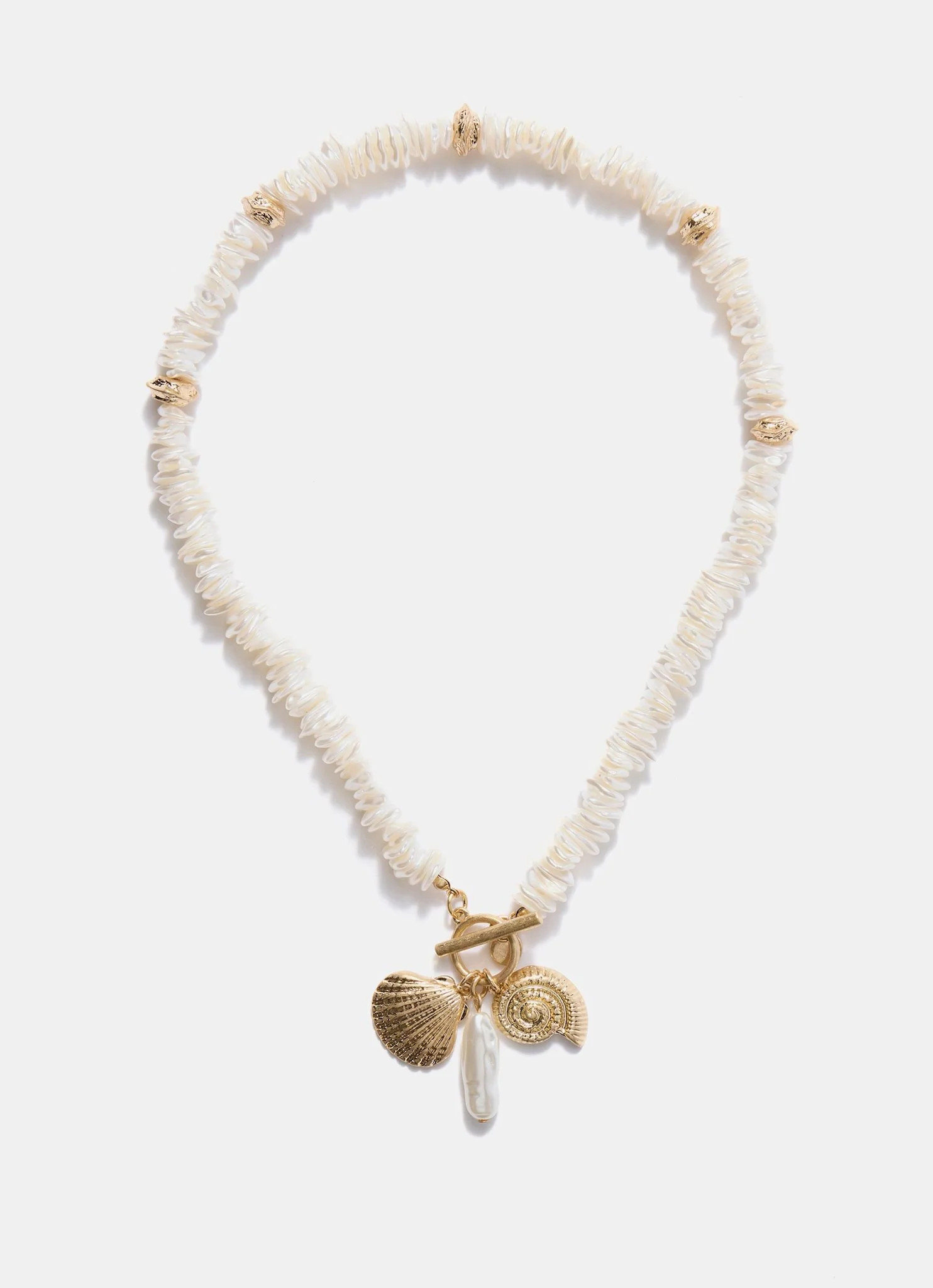 Gold Tone Shell Charm Necklace | Mint Velvet
