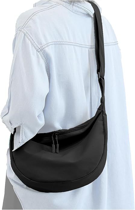 Medium Nylon Crossbody Crescent Bag for Women Men Fashionable Shoulder Bag with Adjustable Strap ... | Amazon (US)