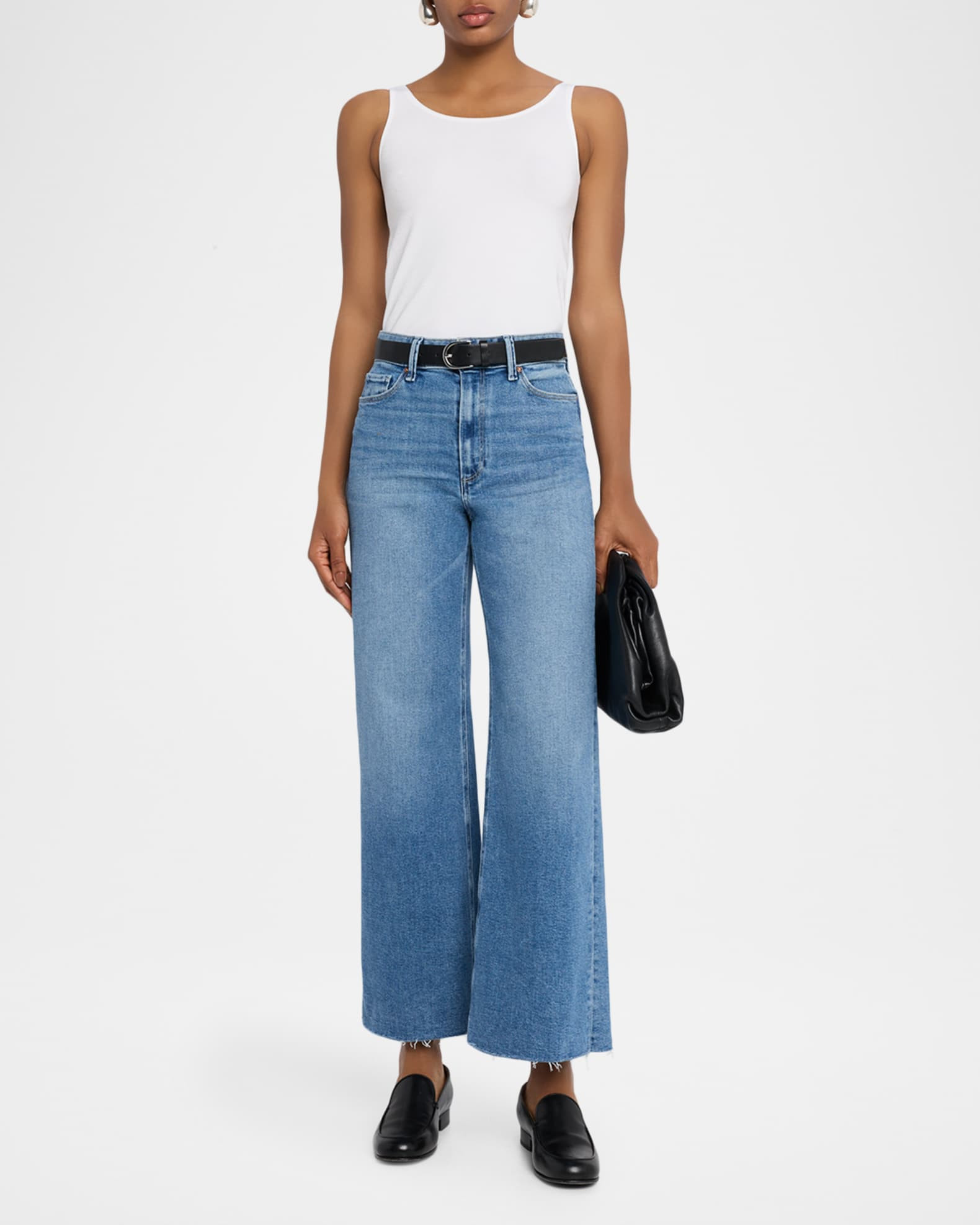 Anessa Wide Raw-Hem Jeans | Neiman Marcus