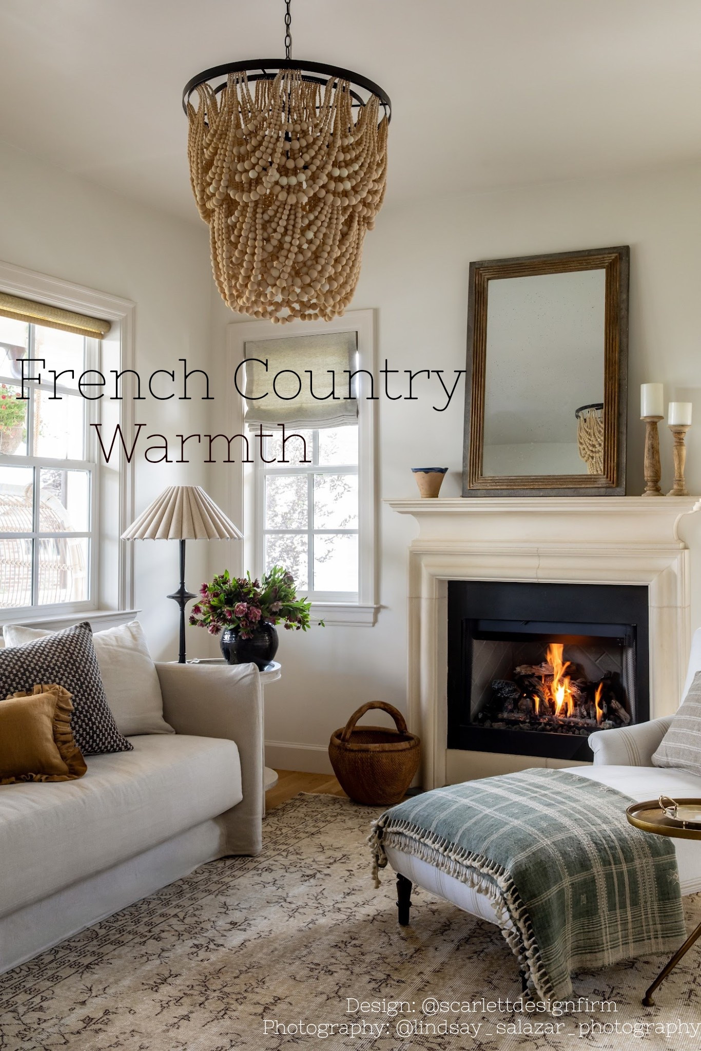 Living Room – A Warm French Country Welcome

French Country warmth meets mountain comfort 🤍

A cast stone fireplace, draped wood bead chandelier, Belgian linen slipcovered sofa, and tailored linen shades create a layered European atmosphere that feels timeless — never trendy.

Design: @scarlettdesignfirm
Photography: @lindsay_salazar_photography

Walls: Swiss Coffee (50% lighter)
Trim: Swiss Coffee (50% darker)

Shop this space:
• Slipcovered linen sofa
• Wood bead chandelier
• Cast stone fireplace surround
• Neutral vintage-style rug

Save this for cozy living room inspiration ✨

Full tour: https://www.homebunch.com/take-a-tour-through-this-french-country-inspired-mountain-home/

#FrenchCountryHome #MountainHome #LivingRoomDesign #SwissCoffee #NeutralInteriors #HomeBunch #InteriorDesign

#LTKOver40 #LTKHome #LTKmorningroutine