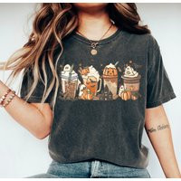 Pumpkin Spice Latte Shirt, Coffee Lover Halloween Pumpkin Fall Mug Cup Shirt, Ghost Women Fall Graph | Etsy (US)