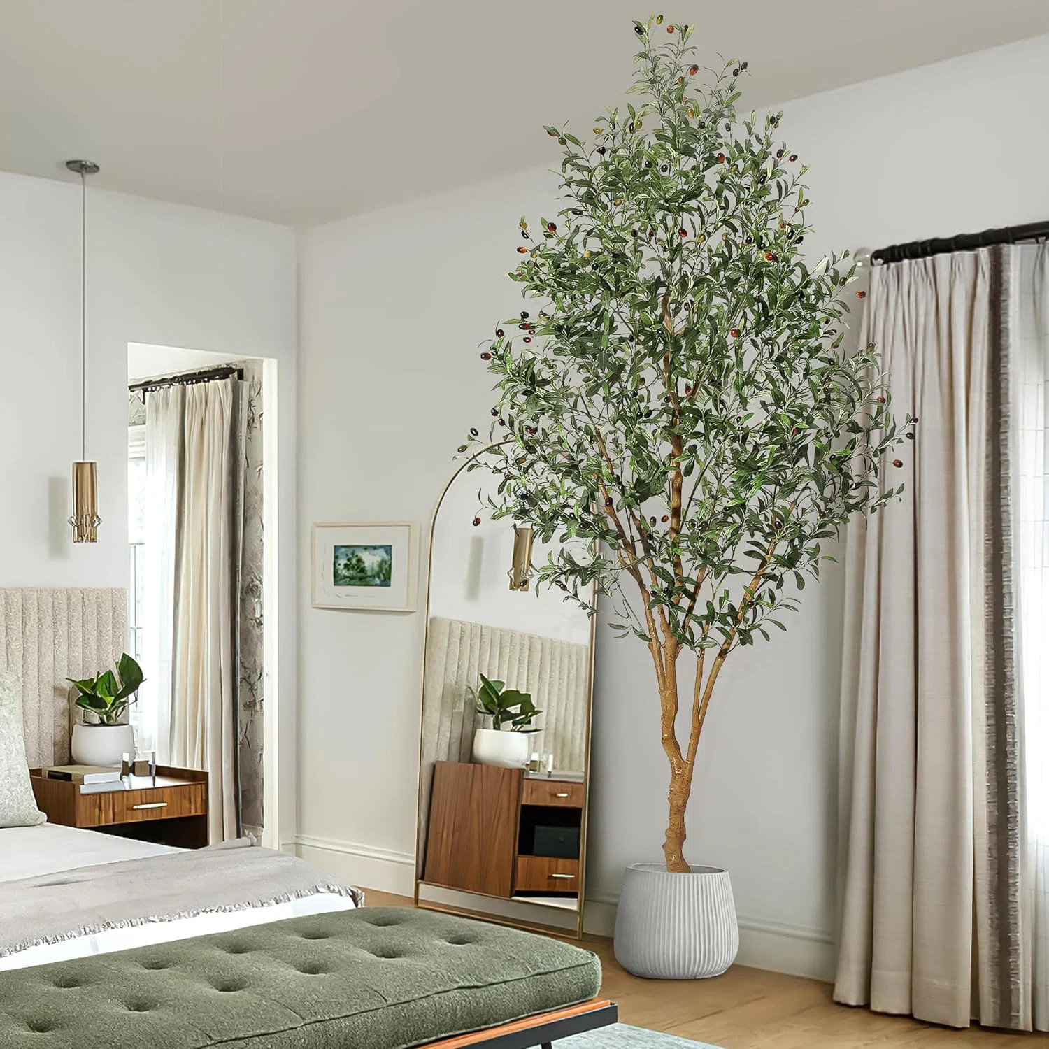 Faux Olive Tree, Tall Olive Tree Plants, Fake Potted Olive Silk Tree, Artificial Olive Trees for ... | Wayfair North America