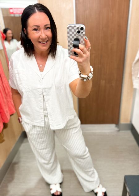 Linen straight pants and linen button down top from Target!  Size 14 pants. Size xl top. I didn’t love the pants on me but you can decide if you want to give these a try! 

#LTKFindsUnder50 #LTKMidsize #LTKSeasonal