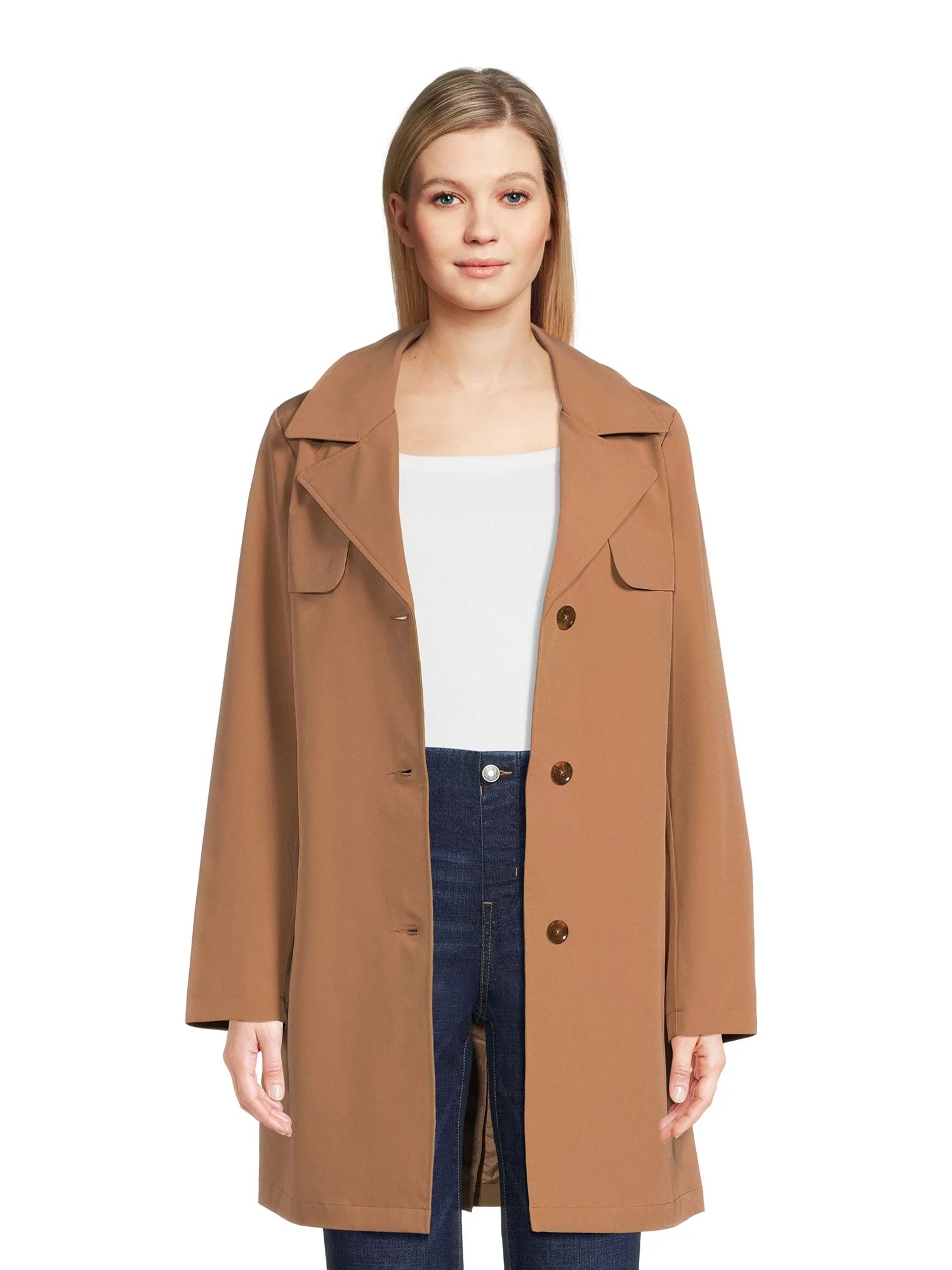 Time and Tru Women's Belted Trench Coat, Sizes XS-3X - Walmart.com | Walmart (US)
