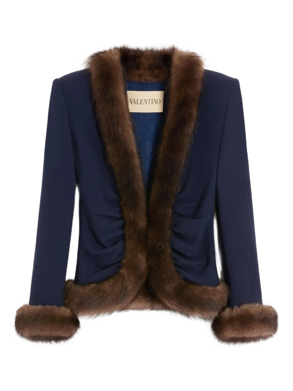 fur-trimmed crepe jacket | Farfetch Global