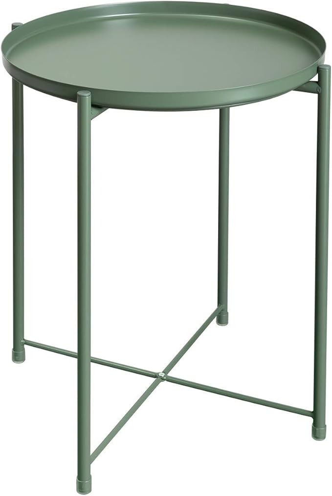 HollyHOME Tray Metal End Table, Sofa Table Small Round Side Tables, Anti-Rust and Waterproof Outd... | Amazon (US)