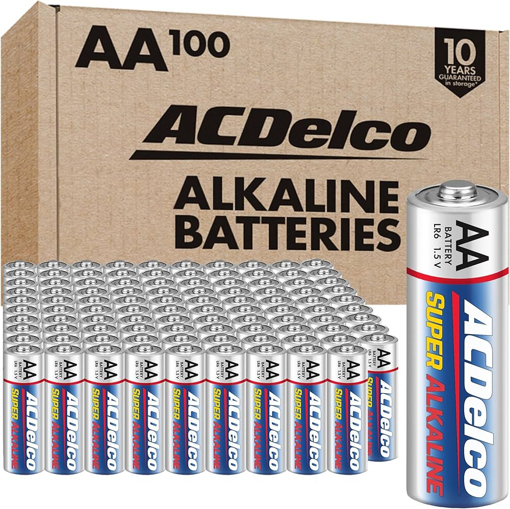 ACDelco 100-Count AA Batteries, Maximum Power Super Alkaline Battery, 10-Year Shelf Life, Reclose... | Amazon (US)